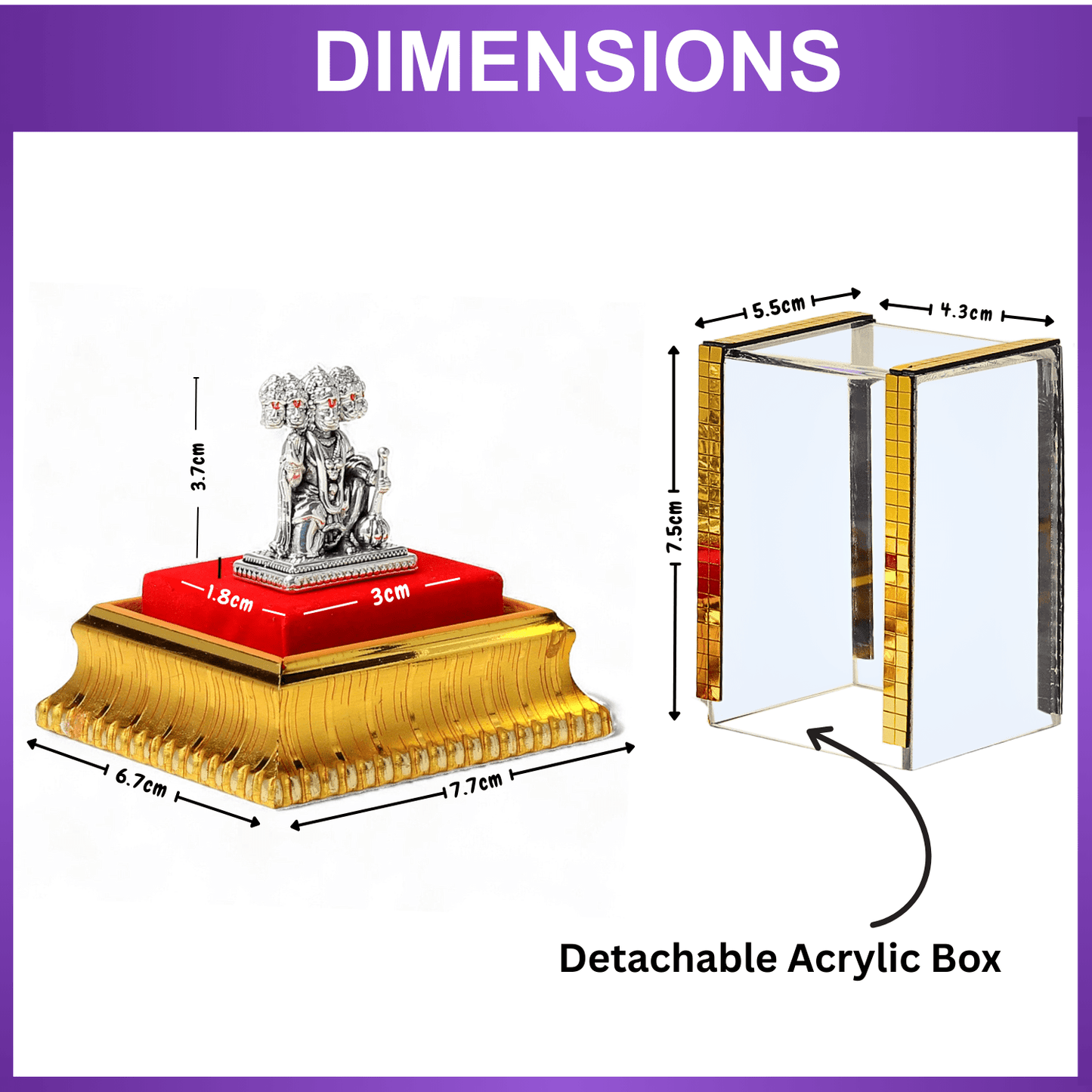 God Panchmukhi Hanuman Idol by Akshat Sapphire 99.9 Pure Silver ID19