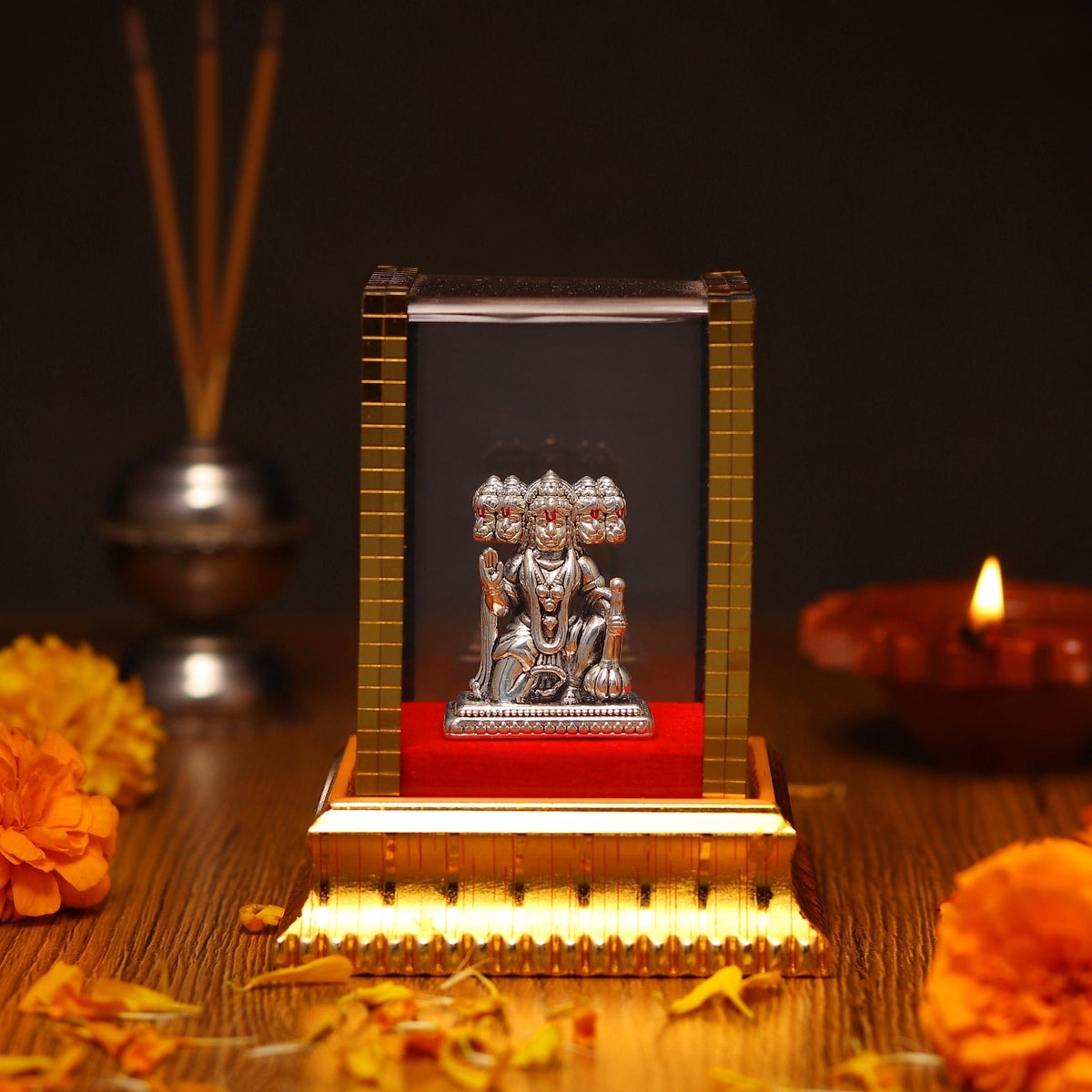 God Panchmukhi Hanuman Idol by Akshat Sapphire 99.9 Pure Silver ID19