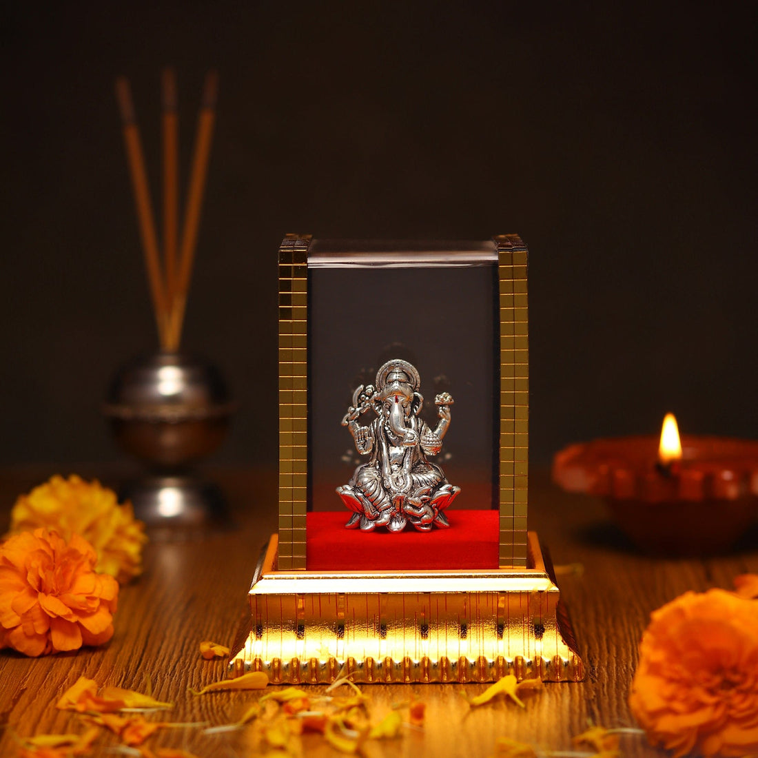 God Ganesh Idol by Akshat Sapphire 99.9 Pure Silver ID1