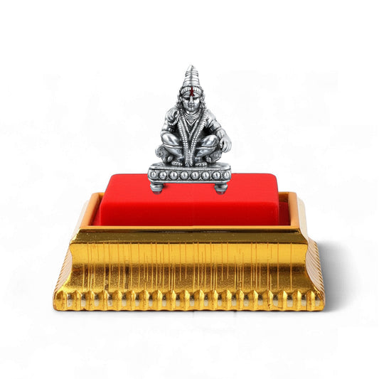 99.9% Pure Silver Lord Ayyappa Idol with Acrylic Box for Pooja Room, office desk & Car Dashboard