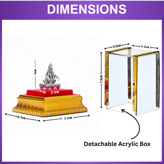 99.9% Pure Silver Lord Ayyappa Idol with Acrylic Box for Pooja Room, office desk & Car Dashboard