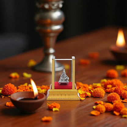 99.9% Pure Silver Lord Ayyappa Idol with Acrylic Box for Pooja Room, office desk & Car Dashboard