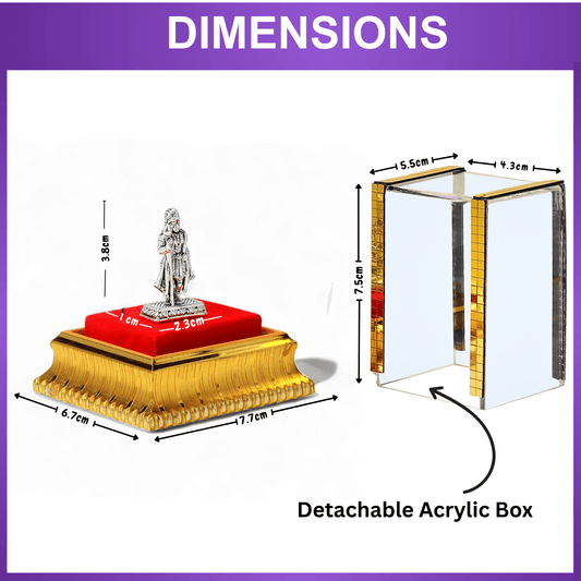 99.9% Pure Silver Lord Murugan Idol with Acrylic Box for Pooja Room, office desk, Car Dashboard