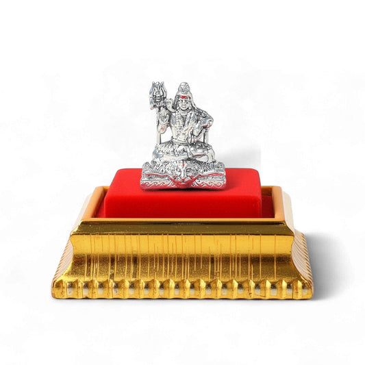 Akhsat Sapphire 99.9% Pure Silver Lord Shiva Idol with Acrylic Box for Pooja Room, office desk, Car Dashboard