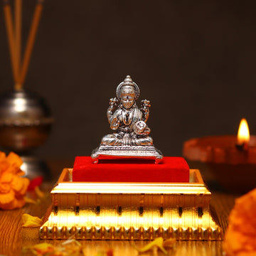 Akhsat Sapphire 99.9% Pure Silver Goddess Lakshmi  Idol with Acrylic Box for Pooja Room, office desk, Car Dashboard