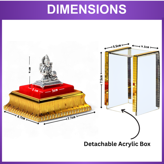 Akhsat Sapphire 99.9% Pure Silver Goddess Lakshmi  Idol with Acrylic Box for Pooja Room, office desk, Car Dashboard