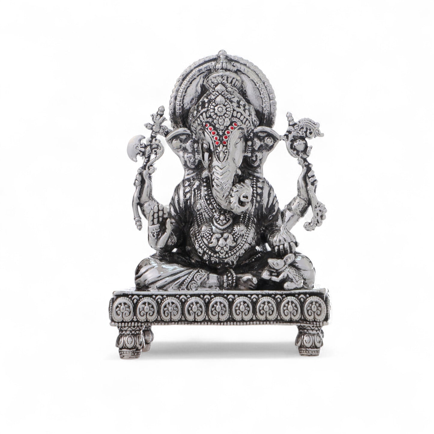 99.9% Pure Silver Lord Ganesh Idol with Acrylic Box for Pooja Room, office desk & Car Dashboard
