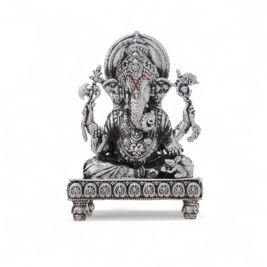 99.9% Pure Silver Lord Ganesh Idol with Acrylic Box for Pooja Room, office desk & Car Dashboard
