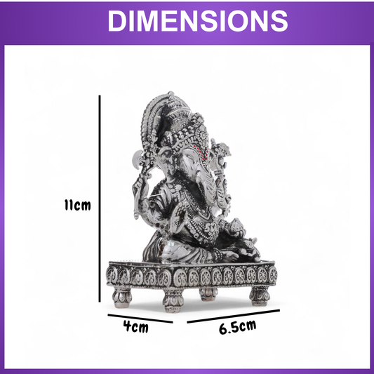 99.9% Pure Silver Lord Ganesh Idol with Acrylic Box for Pooja Room, office desk & Car Dashboard