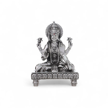 99.9% Pure Silver Laxmi ji Idol with Acrylic Box for Pooja Room, office desk & Car Dashboard