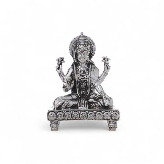 99.9% Pure Silver Laxmi ji Idol with Acrylic Box for Pooja Room, office desk & Car Dashboard