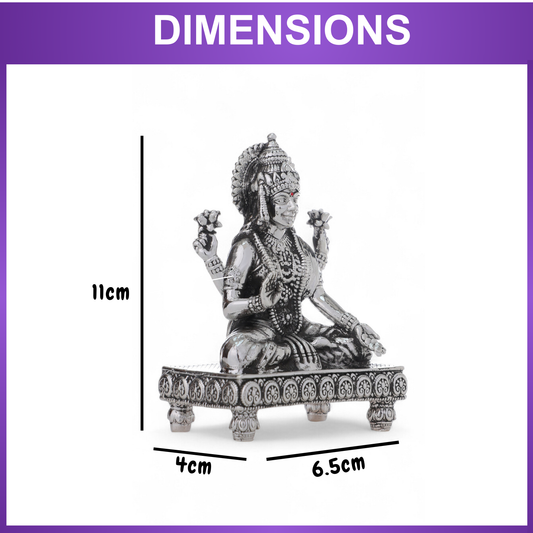 99.9% Pure Silver Laxmi ji Idol with Acrylic Box for Pooja Room, office desk & Car Dashboard
