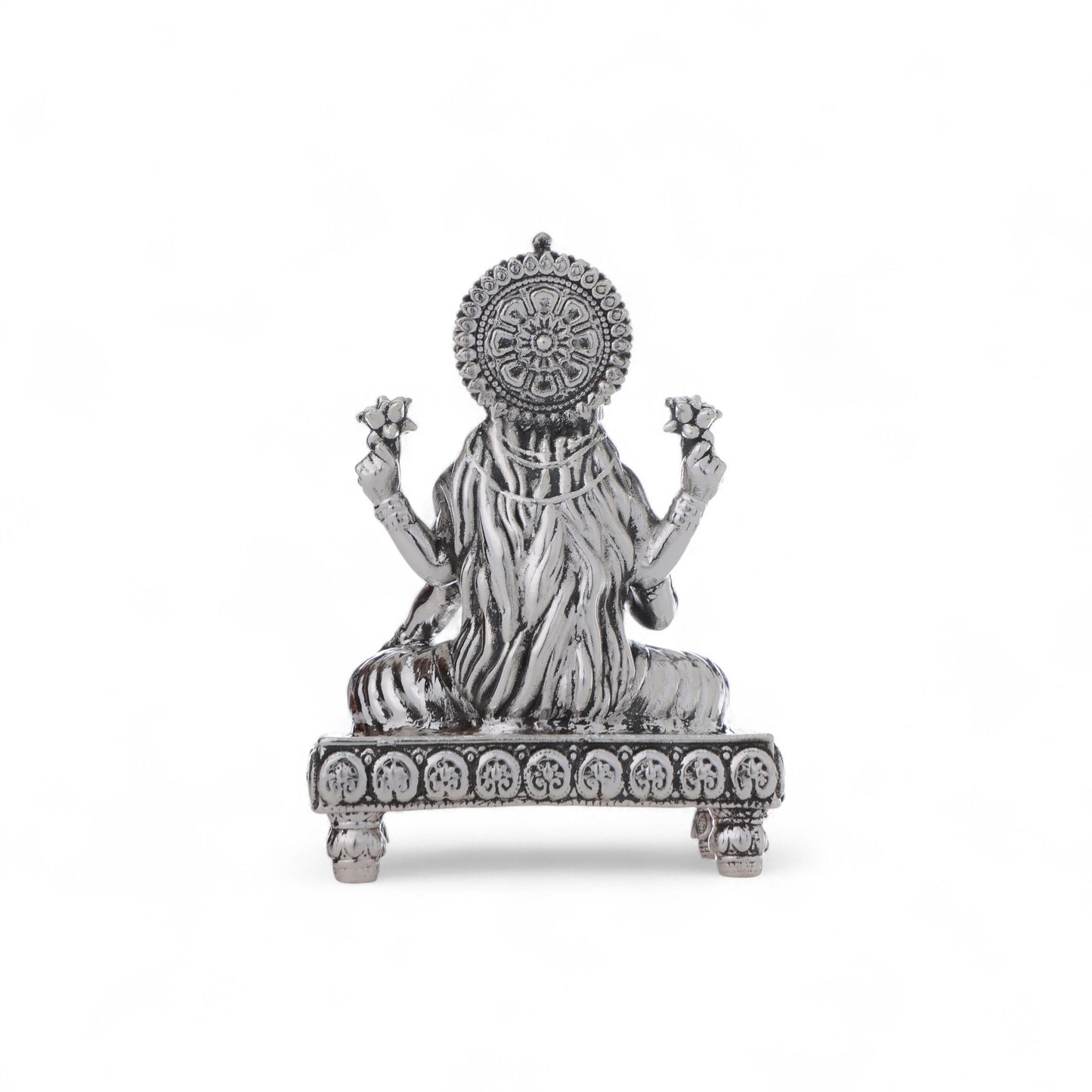 99.9% Pure Silver Laxmi ji Idol with Acrylic Box for Pooja Room, office desk & Car Dashboard