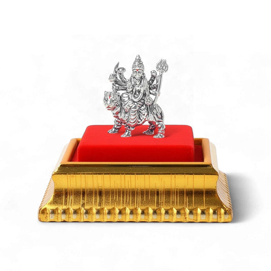 Akhsat Sapphire 99.9% Pure Silver Maa Durga Idol with Acrylic Box for Pooja Room, office desk, Car Dashboard