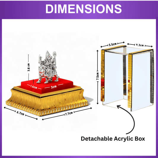 Akhsat Sapphire 99.9% Pure Silver Maa Durga Idol with Acrylic Box for Pooja Room, office desk, Car Dashboard