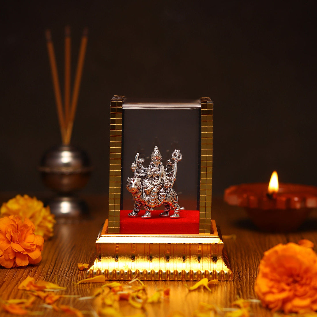 GoddessDurga Maa Idol by Akshat Sapphire 99.9 Pure Silver ID33