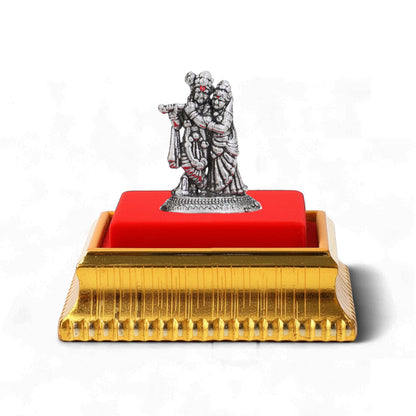 99.9% Pure Silver Radha Krishna Idol with Acrylic Box for Pooja Room, office desk & Car Dashboard