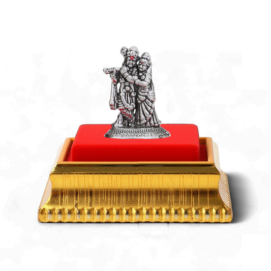 99.9% Pure Silver Radha Krishna Idol with Acrylic Box for Pooja Room, office desk & Car Dashboard