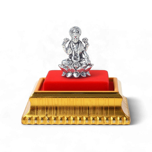 Akhsat Sapphire 99.9% Pure Silver Lakshmi Ji Idol with Acrylic Box for Pooja Room, office desk, Car Dashboard