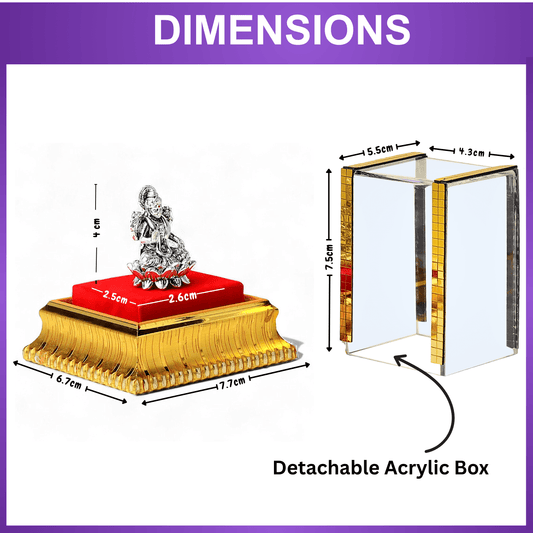 Akhsat Sapphire 99.9% Pure Silver Lakshmi Ji Idol with Acrylic Box for Pooja Room, office desk, Car Dashboard