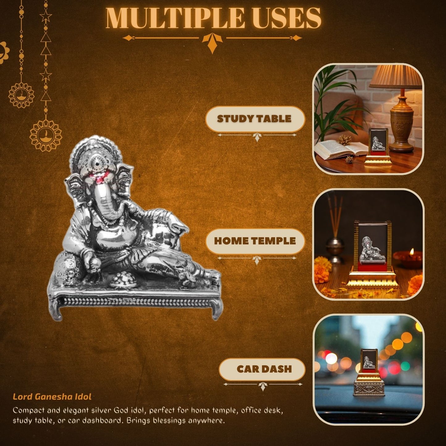 God Ganesh Idol by Akshat Sapphire 99.9 Pure Silver ID43