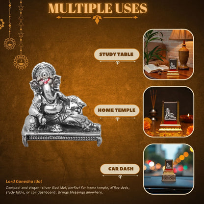 God Ganesh Idol by Akshat Sapphire 99.9 Pure Silver ID43