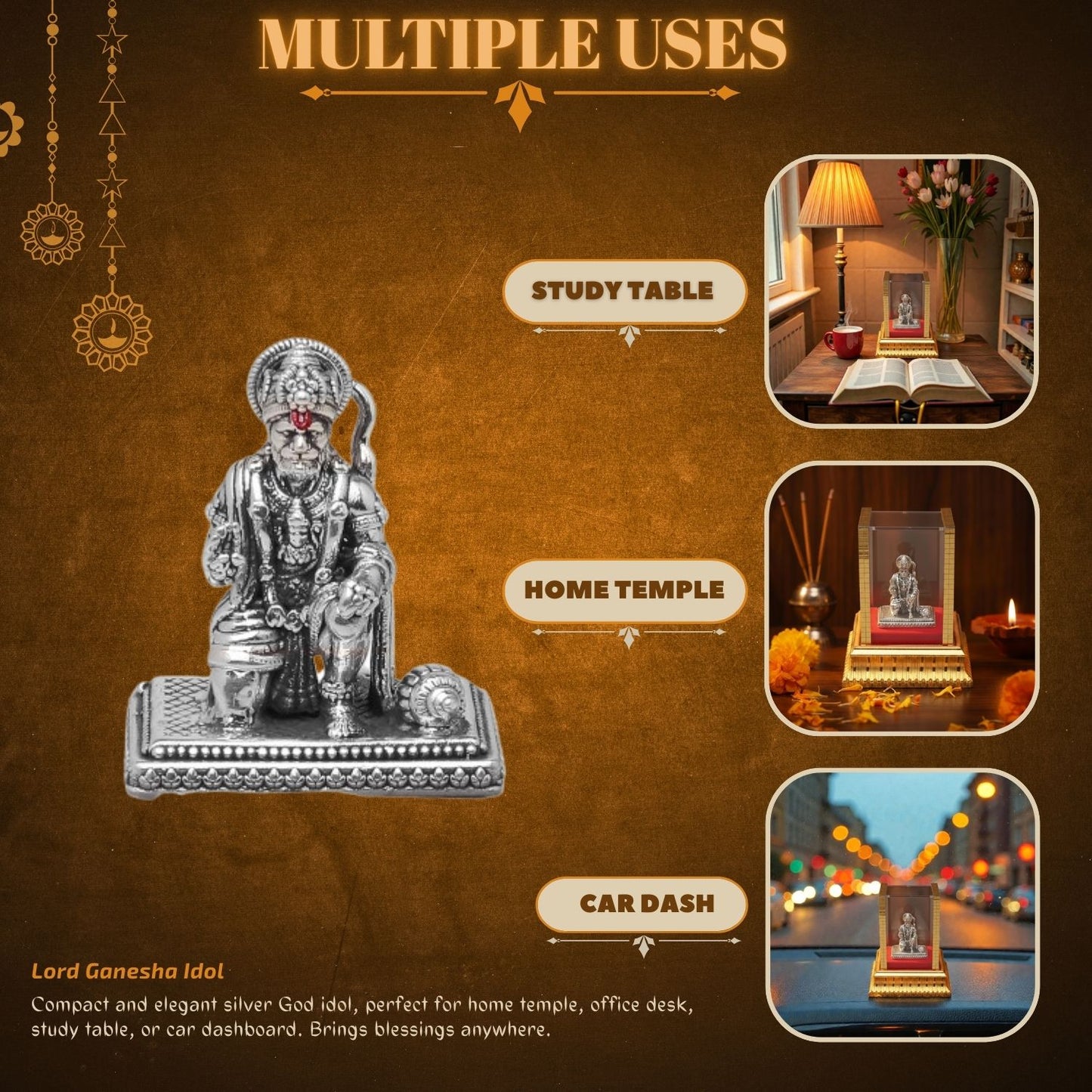 God Hanuman Idol by Akshat Sapphire 99.9 Pure Silver ID45