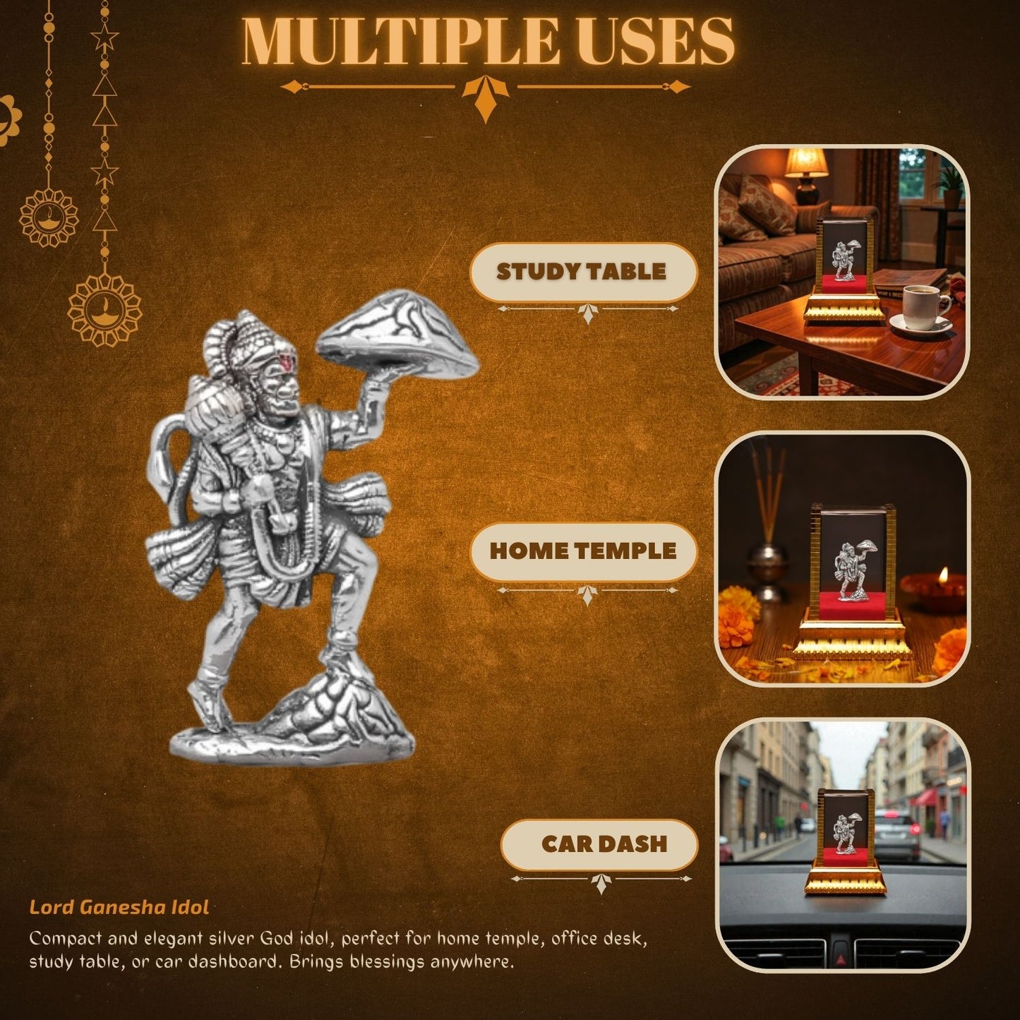 God Hanuman Idol by Akshat Sapphire 99.9 Pure Silver ID_53