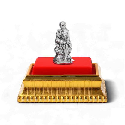 99.9% Pure Silver Sai Baba Idol with Acrylic Box for Pooja Room, office desk & Car Dashboard
