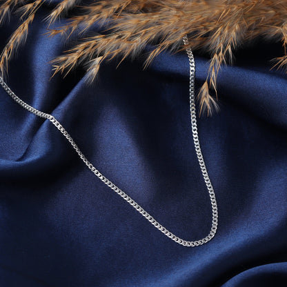 Sterling Silver (92.5% purity) Italian Curb chain (22 inches) for Men, Boys Girls and Women