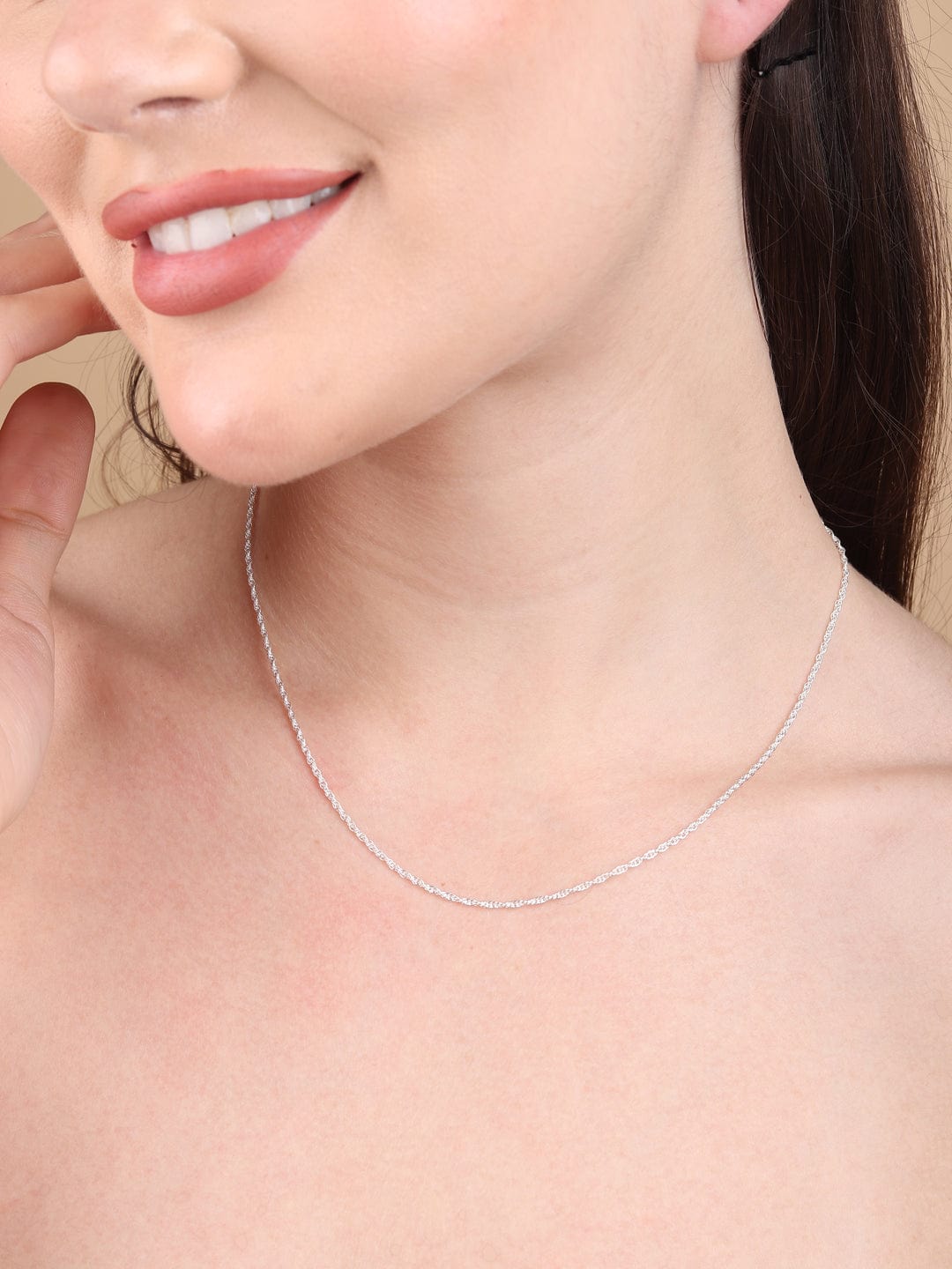 Rope Chain for Women (18 Inches) by Akshat Sapphire 92.5 Silver PSR