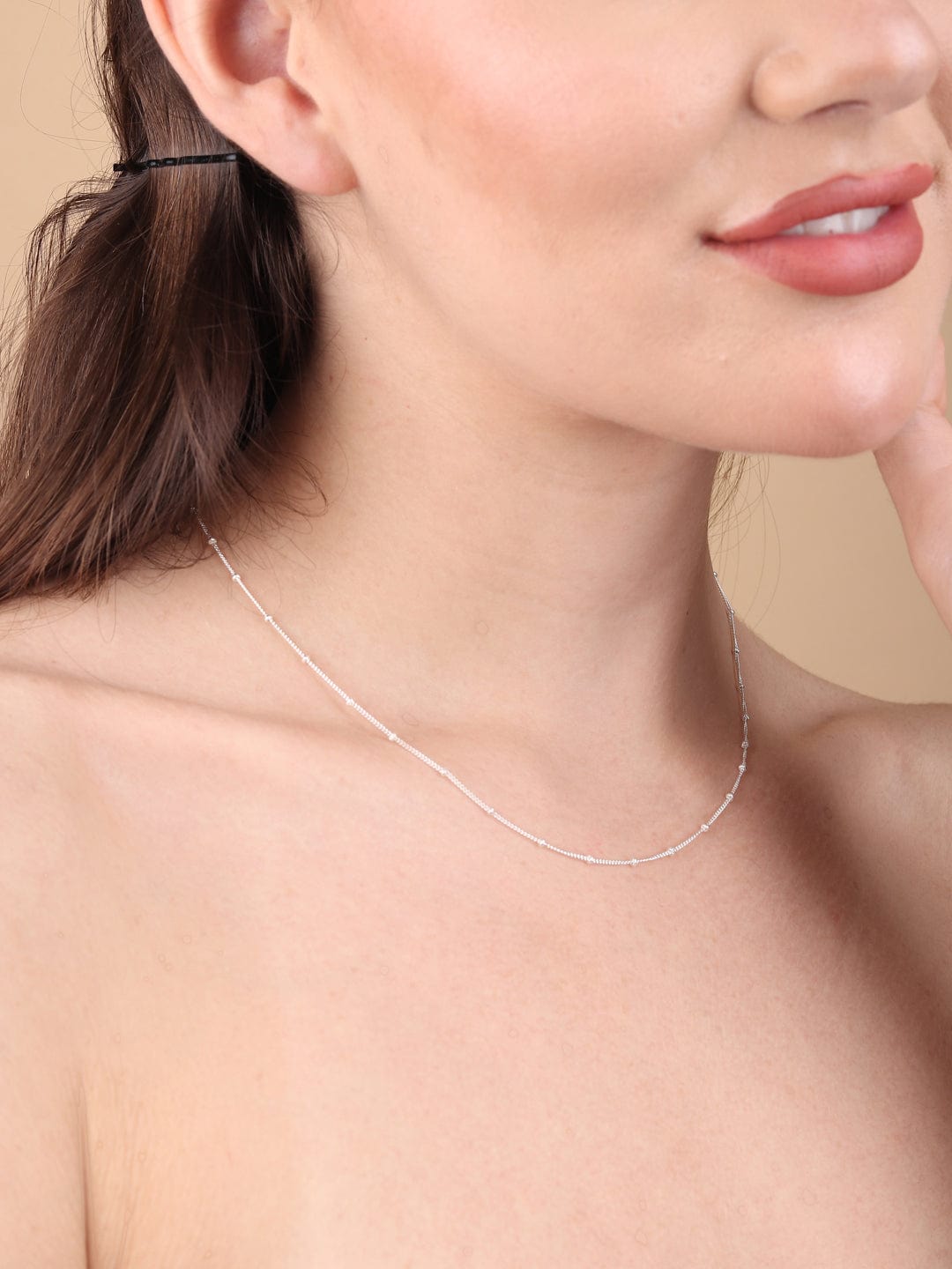 Ball Chain for Women (18 Inches) by Akshat Sapphire 92.5 Silver PSBL