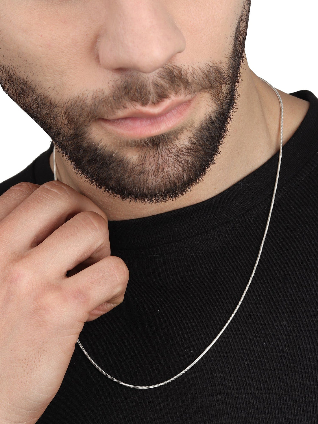 Italian Snake Chain for Men 22 Inches by Akshat Sapphire 92.5 Silver MPSS