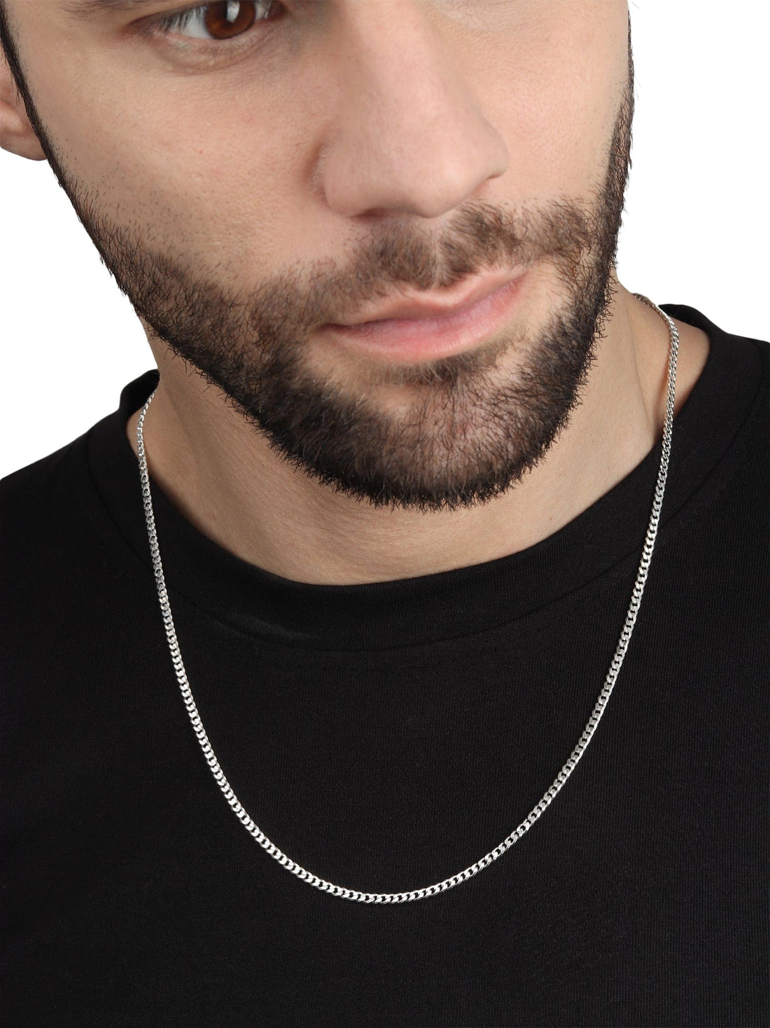 Italian Curb Chain for Men 22 Inches by Akshat Sapphire 92.5 Silver MPSC
