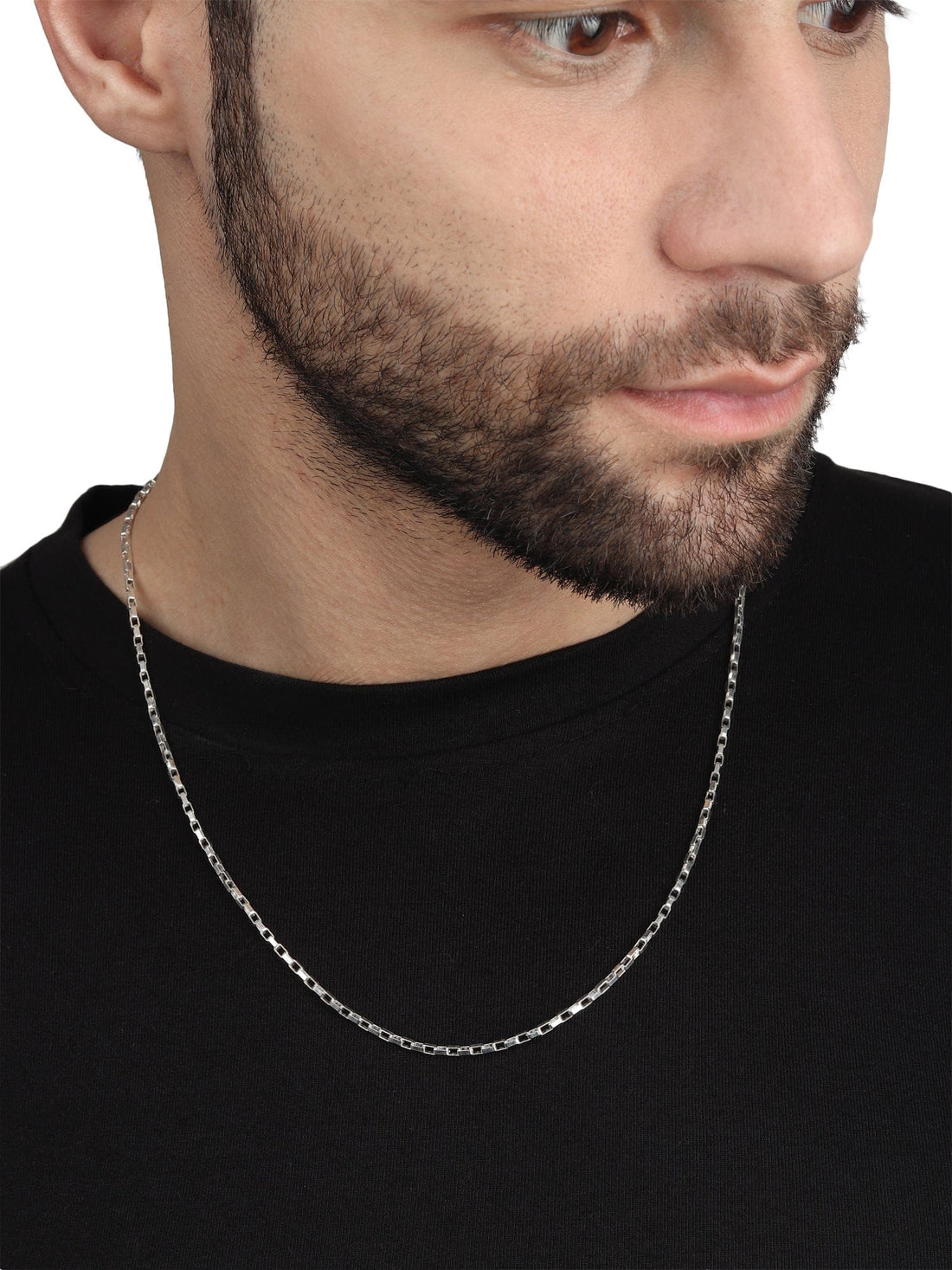 Italian Box Chain for Men 22 Inches by Akshat Sapphire 92.5 Silver MPSB