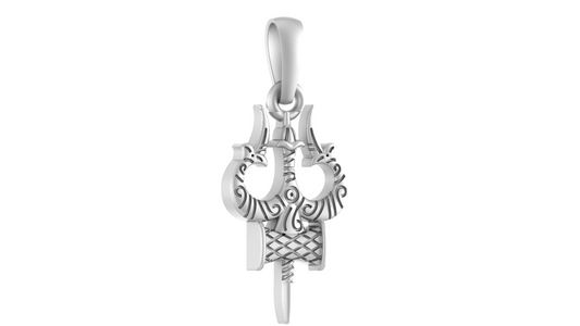 Akshat Sapphire 92.5% Pure Sterling Silver Spiritual Shiva Trishul Pendant for Kids & Woman