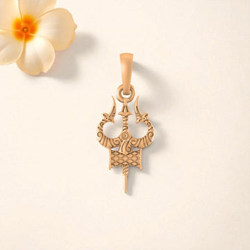 22 CT Gold Plated Silver (92.5% purity) Spiritual Shiva Trishul Pendant by Akshat Sapphire for Kids & Woman