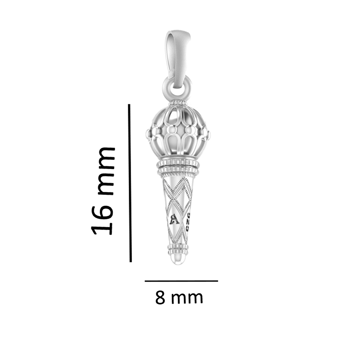 Pure Sterling Silver God Hanuman Gada (Regular Size) Pendant for Men by Akshat Sapphire – 92.5 Silver-PS7014