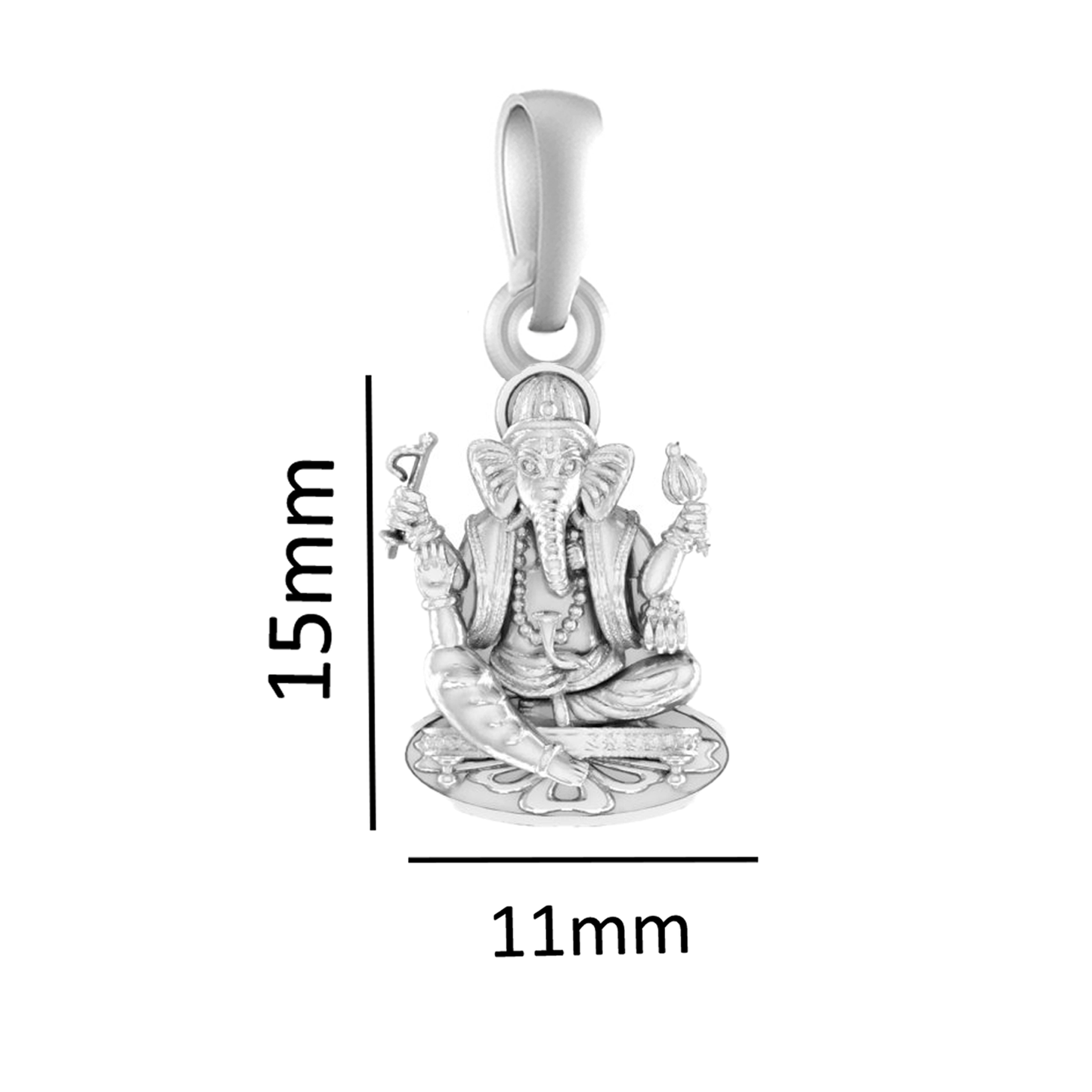 92.5% Pure Sterling Silver God Ganesh Ganpati Pendant Locket For Kids and woman