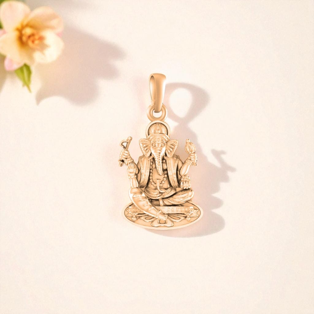 22 CT Gold Plated Silver (92.5% purity) God Ganesh Ganpati Pendant by For Kids and woman