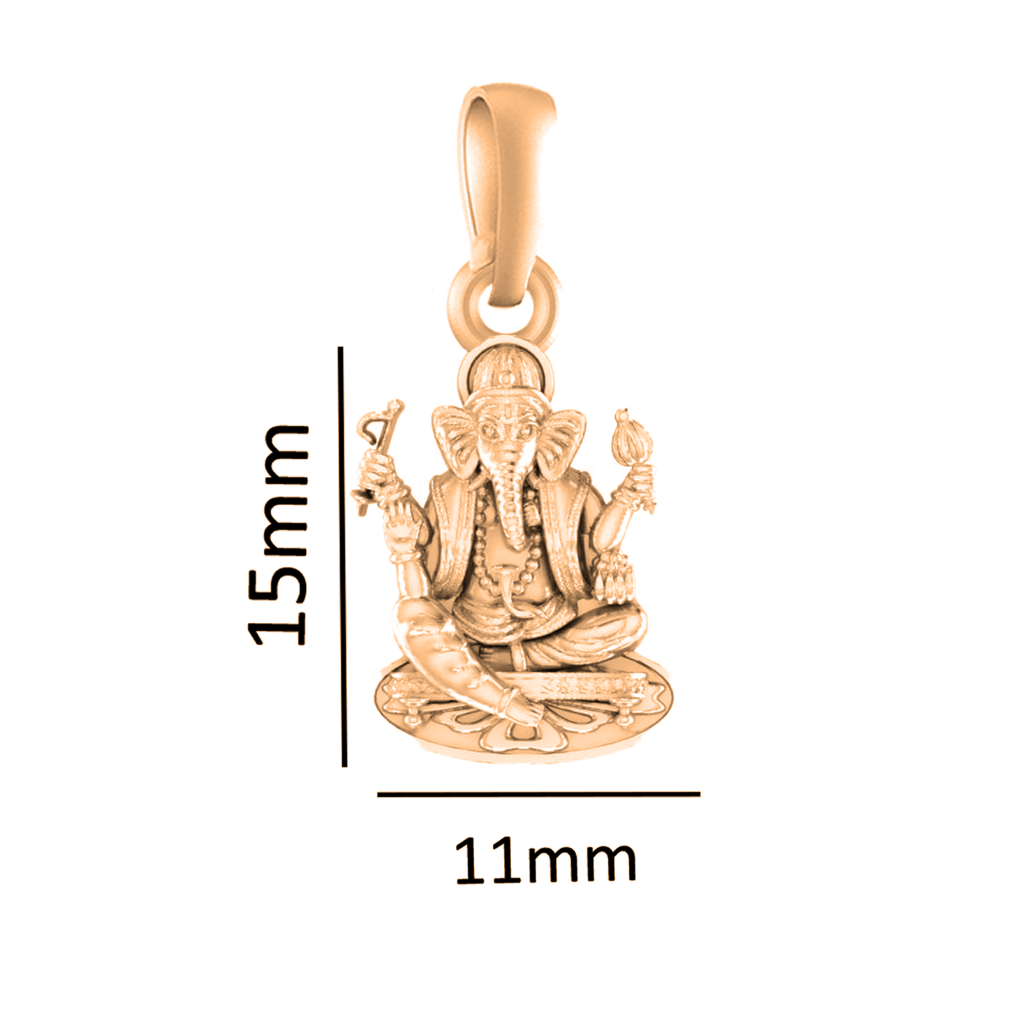 22 CT Gold Plated Silver (92.5% purity) God Ganesh Ganpati Pendant by For Kids and woman