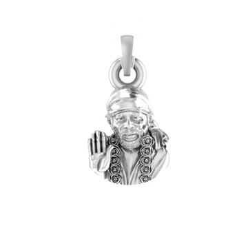 Akshat Sapphire 92.5% Pure Sterling Silver God Shirdi Sai Baba Pendant Locket For Kids and woman