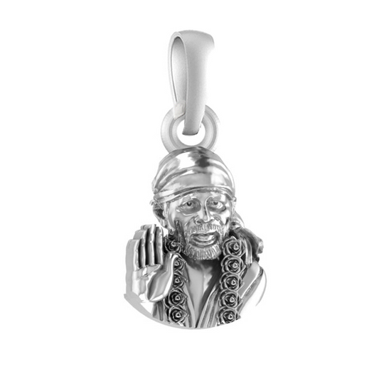 Akshat Sapphire 92.5% Pure Sterling Silver God Shirdi Sai Baba Pendant Locket For Kids and woman