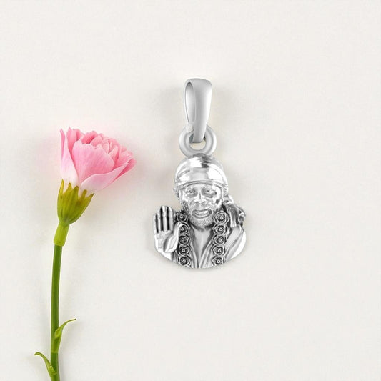 Akshat Sapphire 92.5% Pure Sterling Silver God Shirdi Sai Baba Pendant Locket For Kids and woman