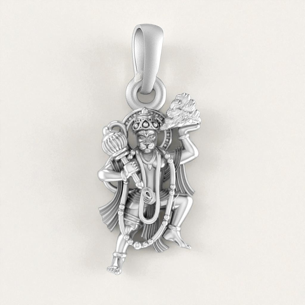 Akshat Sapphire 92.5% Pure Sterling Silver God Hanuman Bajrang Bali  Pendant Locket for Kids