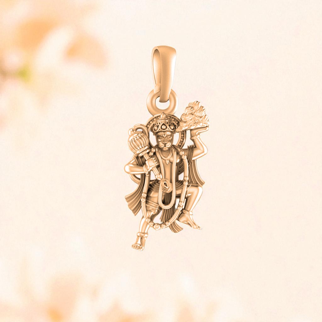 22 CT Gold Plated Silver (92.5% purity) God Hanuman Bajrang Bali  Pendant by Akshat Sapphire for Kids