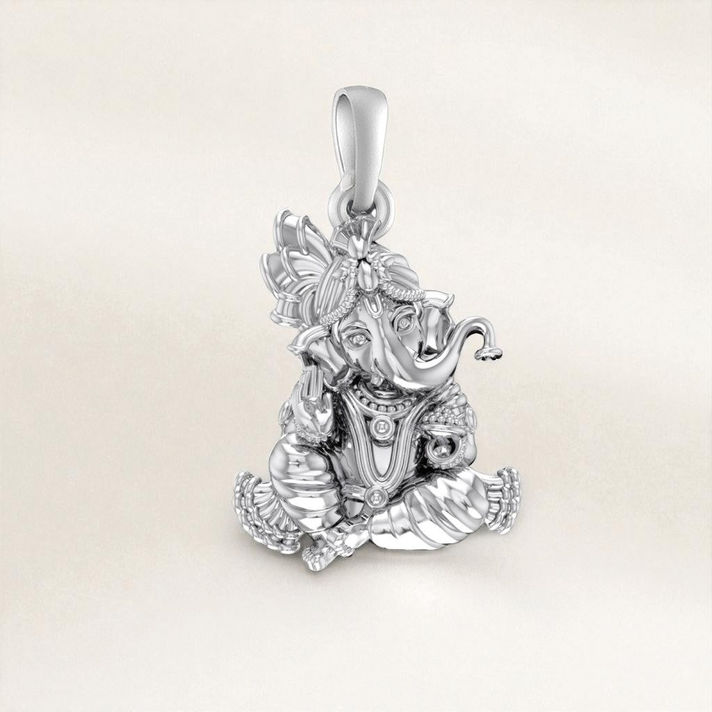 92.5% Pure Sterling Silver God Ganesh Ganpati Pendant Locket For Kids and woman