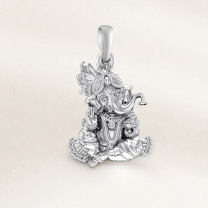 92.5% Pure Sterling Silver God Ganesh Ganpati Pendant Locket For Kids and woman