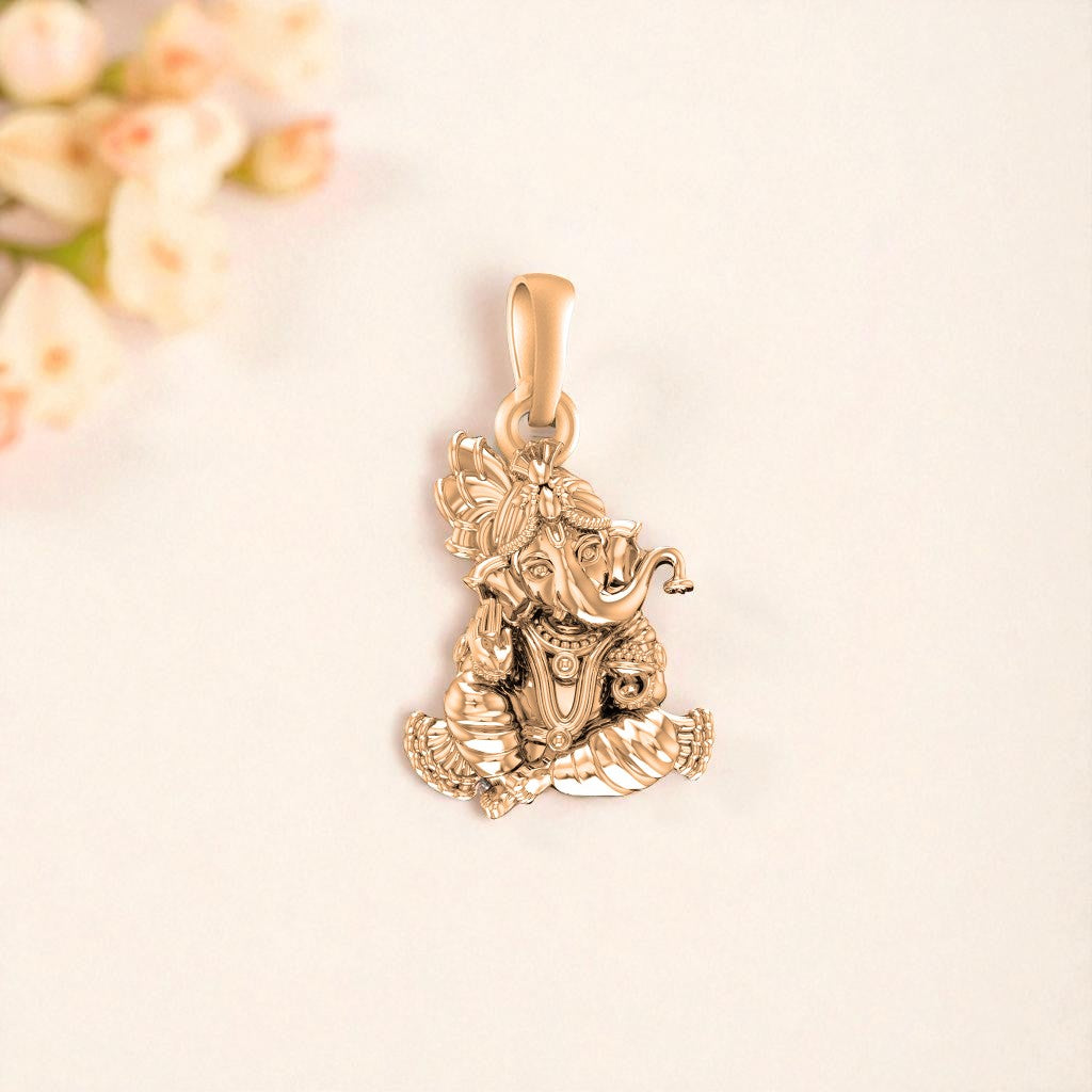 22 CT Gold Plated Silver (92.5% purity) God Ganesh Ganpati Pendant by Akshat Sapphire For Kids and woman