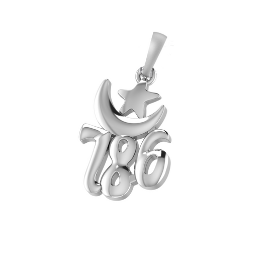 Akshat Sapphire 92.5% Pure Sterling Silver religious and lucky 786 Pendant for Kids and Woman